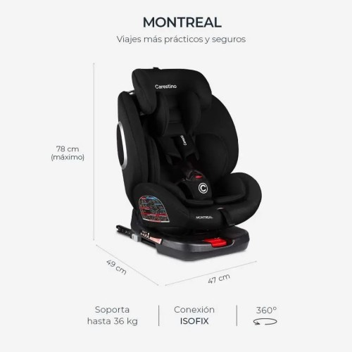 Asiento para Autos Carestino Montreal BT011 Negro 36kg
