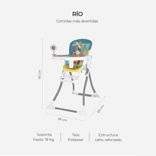 Silla de Comer Carestino Rio SL002 18kg Gris