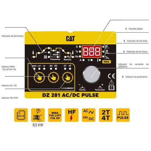 Soldador Inverter Cat DZ281 TIG 200A