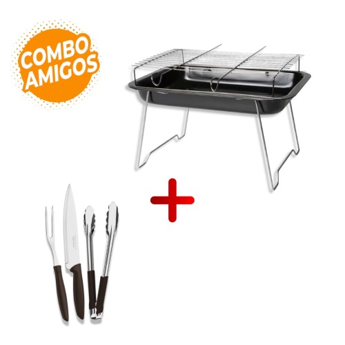 Parrilla para Asado Mor Praiana + Juego para Asado Tramontina 3pzs Parrilla para Asado Mor Praiana + Juego para Asado Tramontina 3pzs