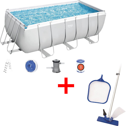 Piscina Bestway 56456 Estructura Rectang 8124L + Filtro + Limpiador Bestway 58013