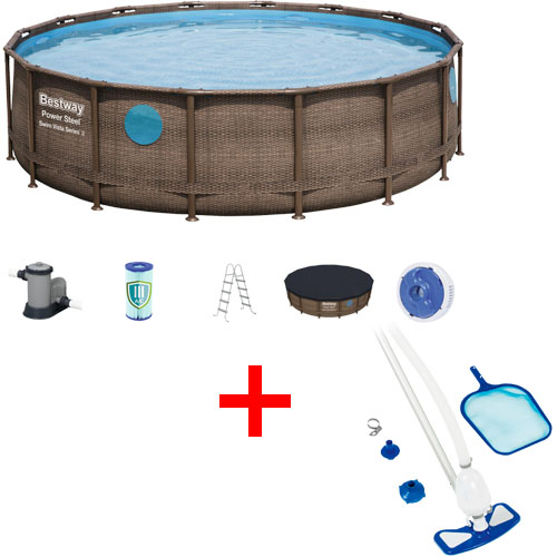 Piscina Bestway 56725 Estructura Swim Vista 19400L + Limpiador Bestway 58234