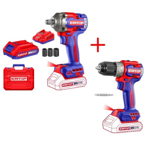 Llave de Impacto Emtop ECIW enc.1/2'' 400Nm + Taladro Atornillador a Batería Emtop ECDL 13mm