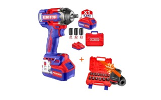Llave de Impacto a Batería Emtop + Llaves Tubo Impacto Hex. enc.1/2'' 14pzs 10-27mm Llave de Impacto a Batería Emtop + Llaves Tubo Impacto Hex. enc.1/2'' 14pzs 10-27mm