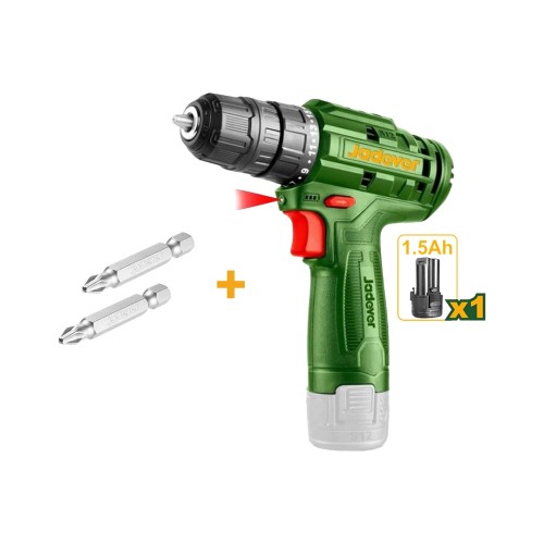 Taladro Atornillador a Batería Jadever 10mm 12V + Puntas Cruz PH2 x2u
