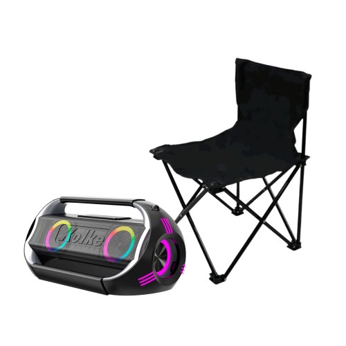 Parlante Bluetooth Kolke Pro Xtreme 100W + Silla Plegable Level Negro Parlante Bluetooth Kolke Pro Xtreme 100W + Silla Plegable Level Negro