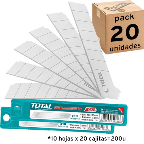 Hojas de Repuesto para Cutter Total THT519112 18mm 10u x20u