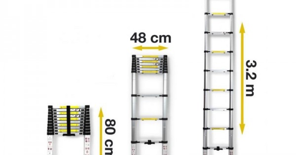 port/átiles y antideslizantes. Eaxus/® Escalera telesc/ópica multifunci/ón de aluminio plegable de 2,6 metros 9 pelda/ños extensibles