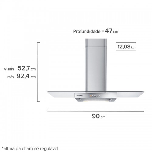 Extractor Campana Continental CC9VX 90cm Vidrio