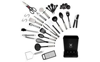 Utensilios de Cocina Croix 630227 40pzs c/ Soporte Negro Utensilios de Cocina Croix 630227 40pzs c/ Soporte Negro