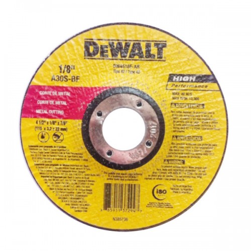 Disco de Corte Metal Dewalt DW4518F 115mm x 3,2mm Deprim.