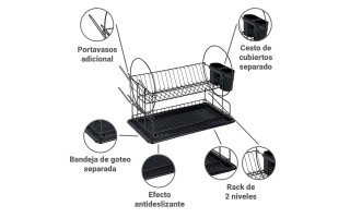 Escurridor de Platos y Cubiertos Decoteam DCE-006 Negro Escurridor de Platos y Cubiertos Decoteam DCE-006 Negro