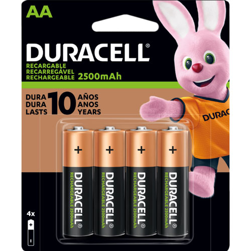 Pilas Recargables Duracell AA 2500mAh x4u