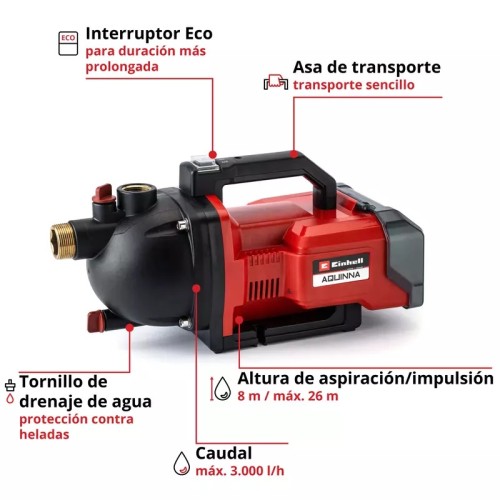 Bomba de Agua a Batería Einhell Aquinna 2,6bar 36V SIN BAT