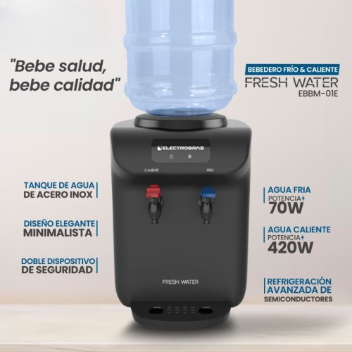 Bebedero Electrobras Fresh Water F/C de Mesa Negro
