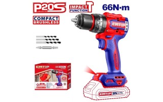 Taladro Percutor a Batería Emtop ECIDL 13mm 20V SIN BAT Taladro Percutor a Batería Emtop ECIDL 13mm 20V SIN BAT