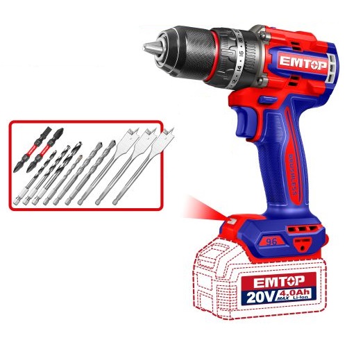 Taladro Percutor a Batería Emtop ECIDL209681 13mm 20V