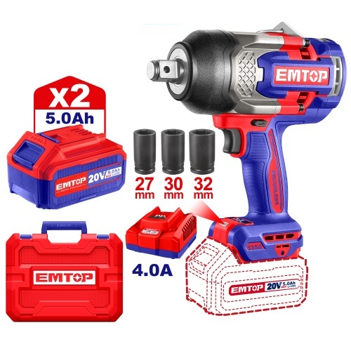 Llave de Impacto a Batería Emtop ECIW enc.3/4'' 1350Nm 20V