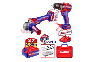 Taladro + Amoladora a Batería Emtop ECKL20273 20V +Acc Taladro + Amoladora a Batería Emtop ECKL20273 20V +Acc