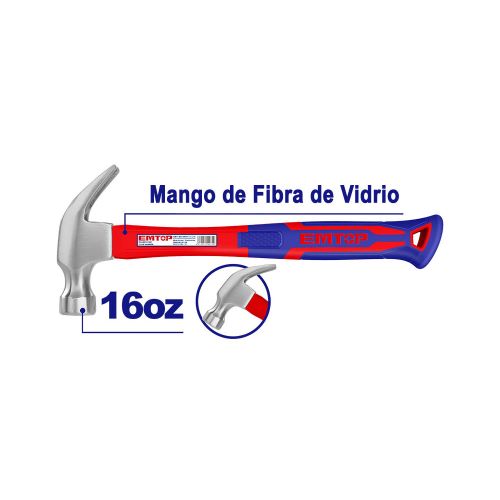 Martillo c/ Uña Curva Emtop EHAMCH1601 16oz (450g)