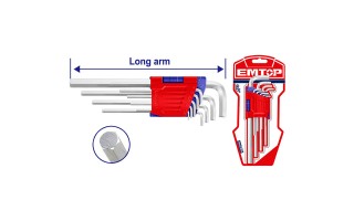 Llaves Hex. Allen Largas Emtop EHKY1091 9pzs 1,5-10mm