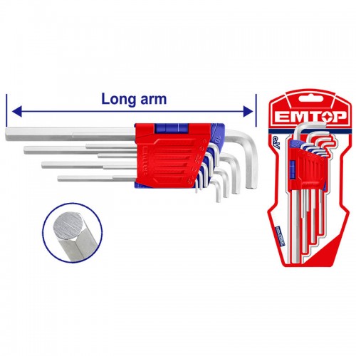 Llaves Hex. Allen Largas Emtop EHKY1091 9pzs 1,5-10mm