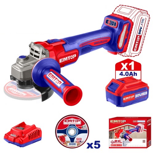 Amoladora Angular a Batería Emtop ELAG261521 115mm 20V
