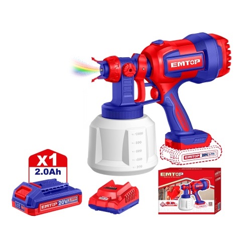 Pistola para Pintar a Batería Emtop ELSG20042 800ml 20V