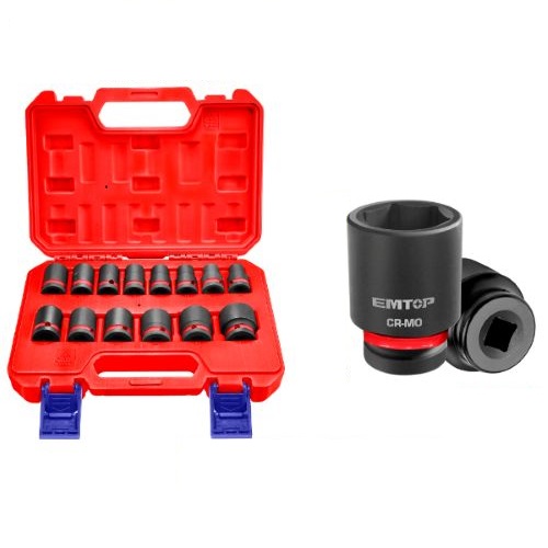 Llaves Tubo Impacto Hex. Emtop enc.1/2'' 14pzs 10-27mm