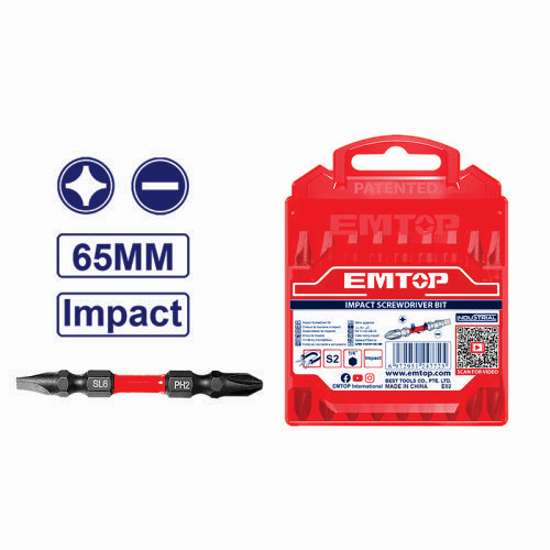 Puntas de Impacto Emtop ESBTMHL133 65mm PH2+SL6 x10u