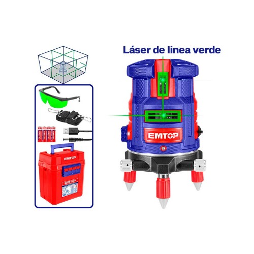 Nivel de Línea Láser Emtop ESLE 30m Verde Autonivelante