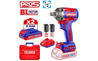 Llave de Impacto a Batería Emtop ECIW enc.1/2'' 350Nm 20V Llave de Impacto a Batería Emtop ECIW enc.1/2'' 350Nm 20V