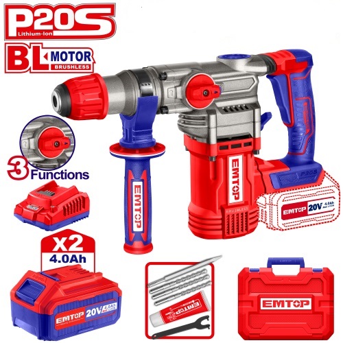 Rotomartillo a Batería Emtop ELRH 7,6kg 4,5J 20V