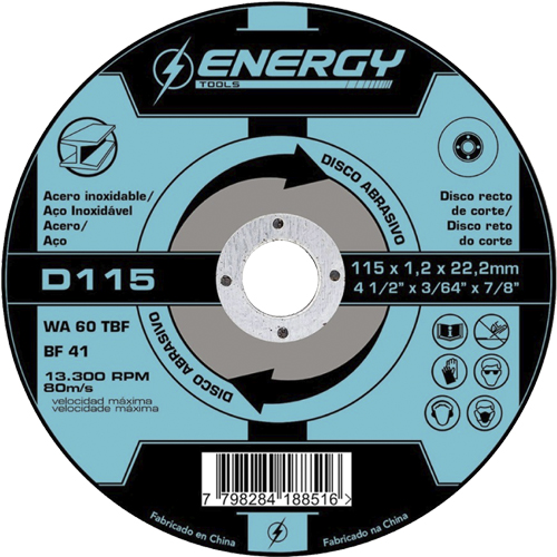 Disco de Corte Metal Energy D11512 115mm x 1,2mm