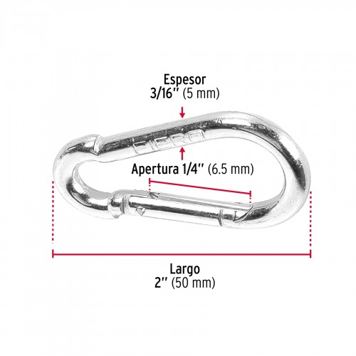 Mosquetón Fiero 44037 Acero 3/16" 2" 100kg