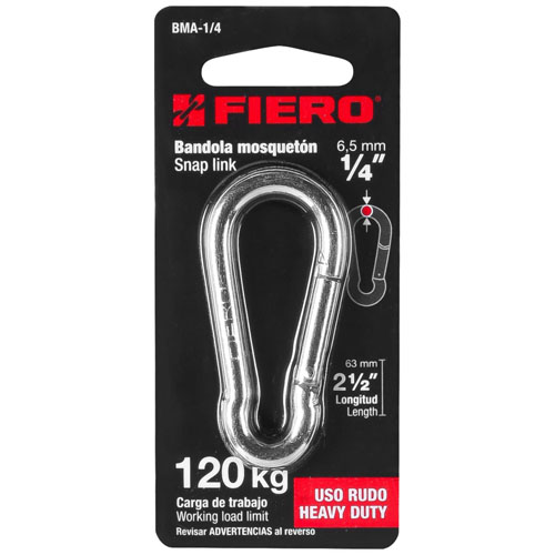 Mosqueton Fiero 44038 Acero 2.1/2'' 1/4'' 120kg