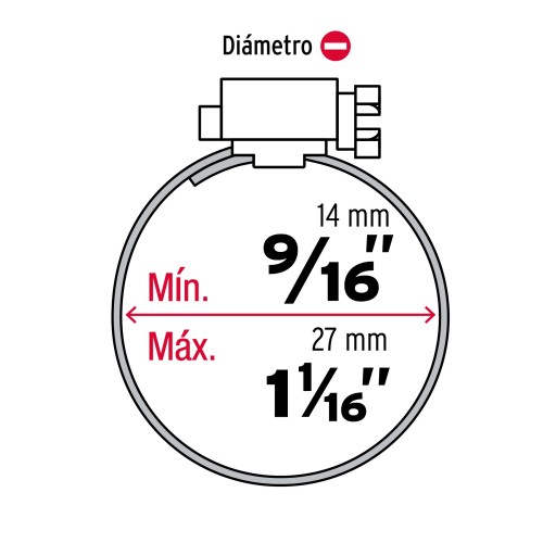 Abrazadera p/ Manguera Fiero 44257 Inox. 9/16"-1.1/16" 10u