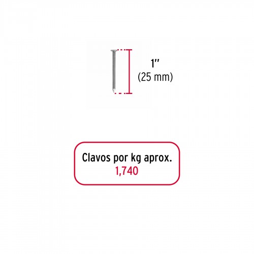 Clavos para Madera Fiero 44813 25mm 1kg (1,740u)