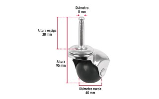 Rueda Fiero 49694 con Espiga para Madera 40mm