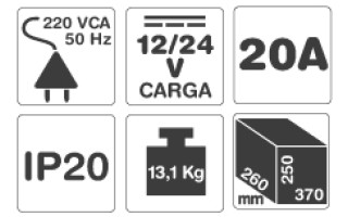 Cargador de Bateria Gamma G2706 20A Cargador de Bateria Gamma G2706 20A