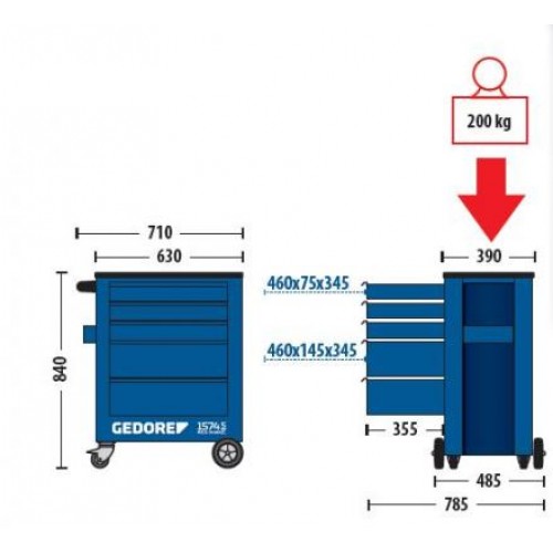 Carro de Herramientas Gedore 1574-5 5 compartimientos