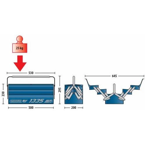 Caja de Herramientas Gedore 1335 Metal. 5 comp.
