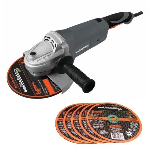 Amoladora Angular Gladiator Pro 180mm 2300W + Discos
