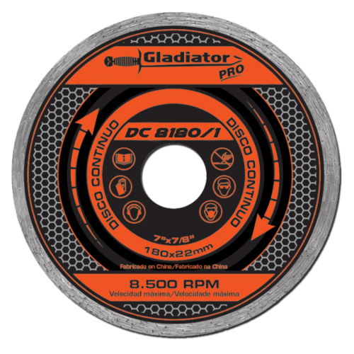 Disco de Corte Gladiator Pro Diamante Continuo 180mm