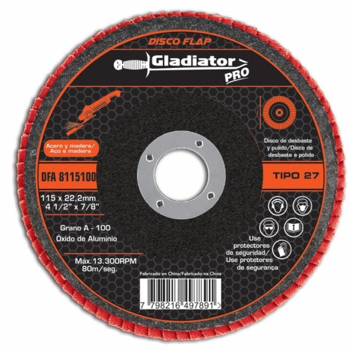 Disco Flap para Acero y Madera Gladiator Pro 115mm G100 Disco Flap para Acero y Madera Gladiator Pro 115mm G100