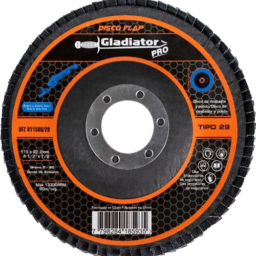 Disco Flap Gladiator Pro DFZ 115mm G80 Inox x10u