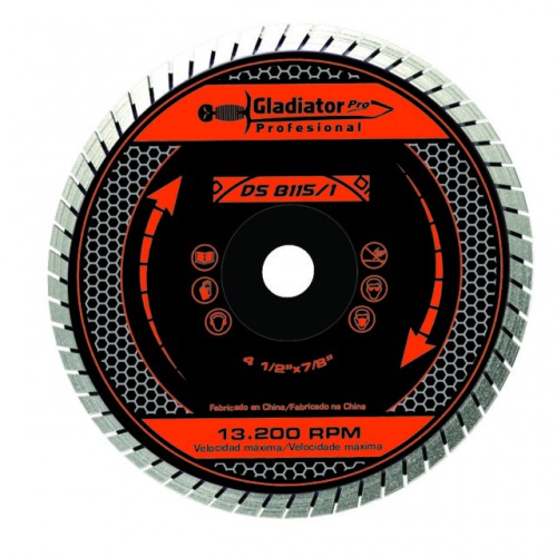 Disco Diamantado Segmentado Gladiator Pro DS-8115 115mm