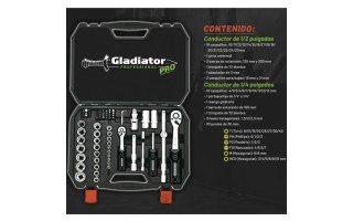 Llaves Tubo y Puntas Gladiator Pro enc.1/4'' y 1/2'' 73pzs Llaves Tubo y Puntas Gladiator Pro enc.1/4'' y 1/2'' 73pzs