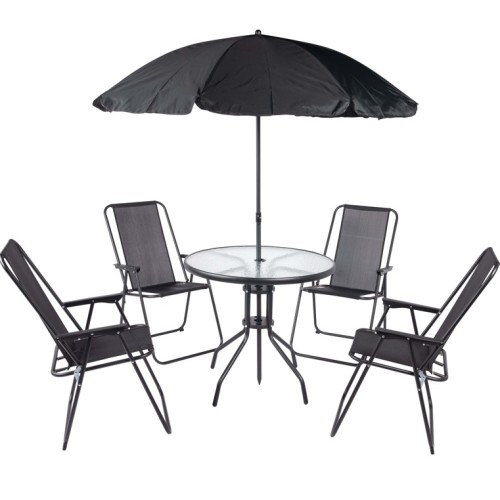 Mesa, Sillas y Sombrilla Goleader GL-25013 6pzs Negro
