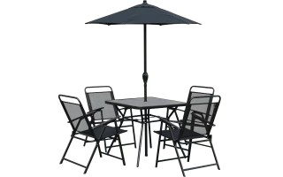 Mesa, Sillas y Sombrilla Goleader GL-72833 6pzs Negro Mesa, Sillas y Sombrilla Goleader GL-72833 6pzs Negro